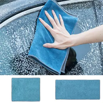 Полотенце для чистки из микрофибры, Утолщающая мягкая тряпка для химчистки салона автомобиля, Двухслойные водопоглощающие полотенца для автоматической детализации Изображение