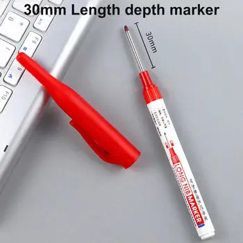 Практичная ручка для разметки глубоких отверстий, Дизайн клипсы большой емкости, ручка-маркер с глубоким отверстием, Длинный наконечник, Карандаш-маркер с глубоким отверстием, ручка для рисования Изображение