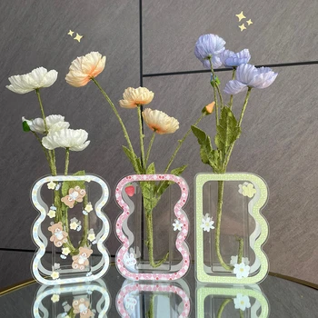 Прозрачные акриловые украшения, вазы для цветов, Столешница для гостиной, Креативная композиция из сухих цветов, Ваза на водной основе Изображение