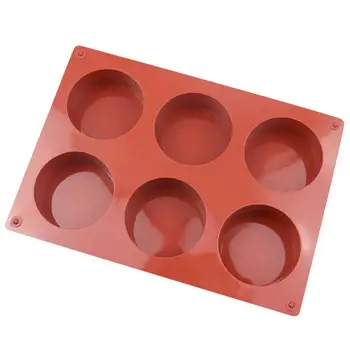 Прочная силиконовая форма для печенья, термостойкие силиконовые формы для мыла для торта, 4 шт., круглый цилиндр с 6 отверстиями для поделок своими руками Изображение