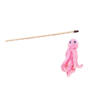 Пушистая игрушка для кошек, игрушка-палочка с осьминогом, милый тизер, Красочная игрушка-осьминог Изображение