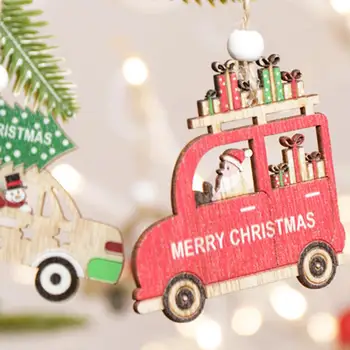 Рождественский орнамент в форме гнома, милое деревянное подвесное украшение, причудливые рождественские деревянные подвесные украшения, набор из 9 предметов для автомобиля Изображение