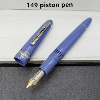 роскошная синяя / черная поршневая авторучка 149 МБ, канцелярские принадлежности для бизнеса, модные чернильные ручки для письма Изображение