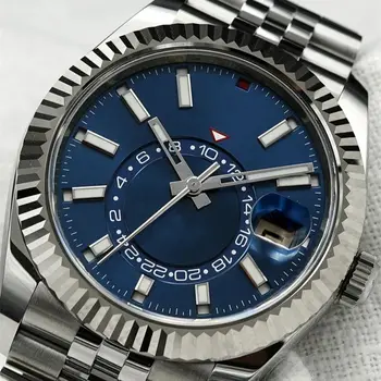 Роскошные мужские часы с ремешком из нержавеющей стали 9002, автоматические механические часы, модные деловые водонепроницаемые наручные часы Изображение