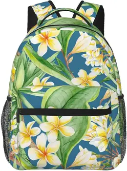 Рюкзак с цветочным рисунком Гавайской пальмы, милые сумки для книг, сумка для ноутбука, сумки через плечо, дорожный походный рюкзак для кемпинга для мужчин и женщин Изображение