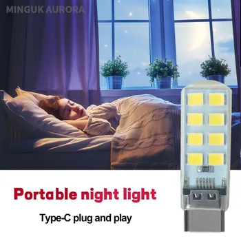Светодиодный Мини Портативный маленький Ночник Type-C Book Light настольная Лампа Ultra Supper Bright для Power Bank подвесная люстра Изображение