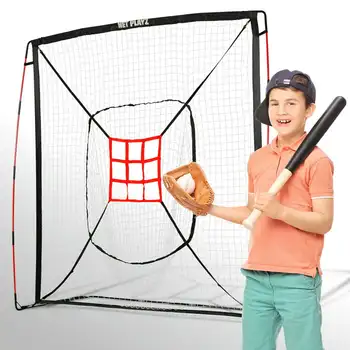 Сетка для тренировки ударов и подачи в бейсболе и софтболе размером 7 х 7 дюймов, аналогичная раме для лука, отлично подходит для всех уровней мастерства Изображение