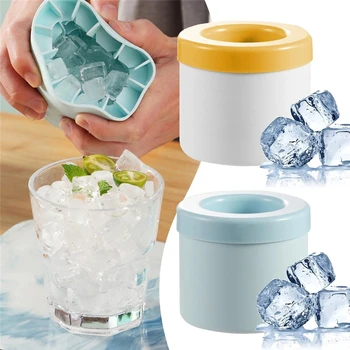 Силиконовые Формы Для Кубиков льда, Цилиндрическая Чашка Для Приготовления Кубиков Льда, Обновленные 3D Формы Для Льда, Пресс-форма Easy Release Ice Cup для замораживания воды для виски Изображение