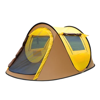 Складная походная палатка на 3-4 человека, всплывающая пляжная автоматическая палатка для пешего туризма с москитной сеткой Изображение