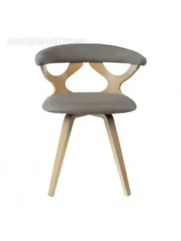 Современный обеденный стул из массива дерева в скандинавском стиле, поворотный Офисный компьютерный стул, тканевый угловой стул для гостиничного кафе Изображение