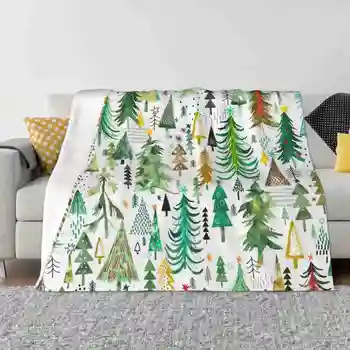 Сосновый и еловый лес-Узор для рождественских елок-Красно-зеленый Креативный дизайн, Легкое, тонкое, мягкое фланелевое одеяло Изображение
