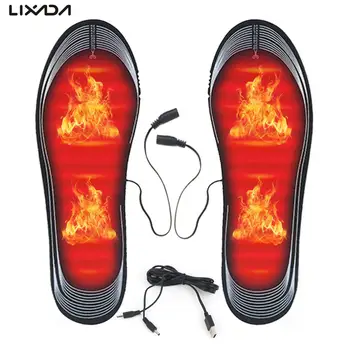 Стелька с подогревом для мужчин и женщин, Режущаяся с питанием от USB, Электрические нагревательные вставки для обуви, грелки для ног для зимнего кемпинга, катания на лыжах, скалолазания Изображение