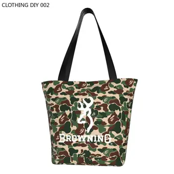 Сумка для покупок Browning с модным принтом, портативная холщовая сумка для покупок через плечо Изображение