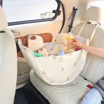 Сумка для хранения в салоне автомобиля С двойными ручками, большая вместительная складная сумка с мультяшным рисунком, многофункциональная сумка для мамы из мягкой ткани Изображение