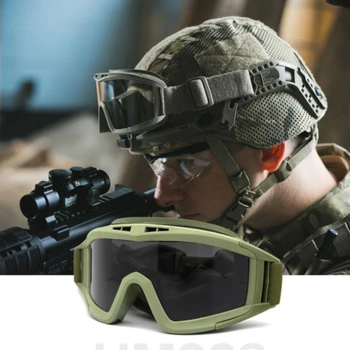 Тактические очки Велосипедные Стеклянные Мужские очки для стрельбы, охоты, военного снаряжения, Армейские очки, очки для пейнтбола, Защитные очки для глаз Изображение