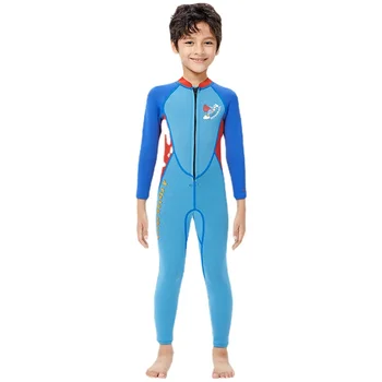Теплый гидрокостюм для мальчика, цельный купальник из неопрена толщиной 2,5 мм для всего тела с длинными рукавами, Утолщенный морозостойкий костюм для подводного плавания и серфинга Изображение