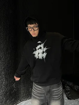 Толстовка Pocket EMO Y2k Clothing мужская толстовка в стиле хип-хоп Теплая толстовка Harajuku Punk Fun Hoodie Толстовка на Хэллоуин, пуловер в стиле эмо-панк Изображение