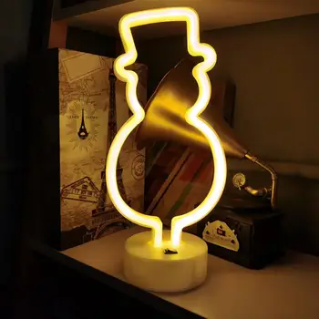 Украшение Неоновой Вывески Snowman Neon Light Creative Shape USB/С Батарейным питанием LED Изображение