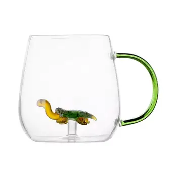 Универсальные стеклянные Кофейные чашки Креативная чашка ручной работы с трехмерным животным Из боросиликатного стекла, Прозрачные стаканчики для питья Изображение