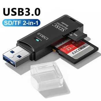 Устройство для чтения карт 2 В 1 USB 3.0 Micro SD TF Устройство чтения карт памяти Высокоскоростной адаптер для записи нескольких карт Флэш-накопитель Аксессуары для ноутбуков Изображение