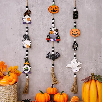 Хэллоуин, деревянная подвесная тыква, подвеска в виде летучей мыши, вечеринка в честь Хэллоуина, вечеринка в честь Хэллоуина, открытка 