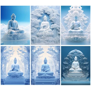Цветная Статуя Будды, Алмазная живопись, Вышивка, Полный Квадратный / Круглый Алмаз, 5d Вышивка Крестом, Мозаика Буддийской концепции Изображение