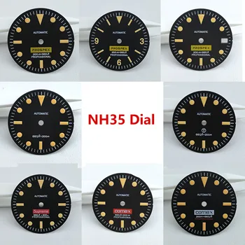 Циферблат NH35, ретро-циферблат, S-образный циферблат, зеленый светящийся циферблат, подходит для часов с механизмом NH35, NH36, аксессуары для часов Изображение