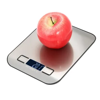 Цифровые кухонные весы 5 кг / 10 кг для пищевых продуктов Без батареи Электронные весы из нержавеющей стали для измерения граммов Изображение