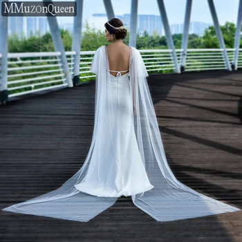 Шаль с крыльями невесты MZB06, элегантная длинная съемная свадебная накидка, рукава из свадебного тюля, женская накидка на плечо Изображение