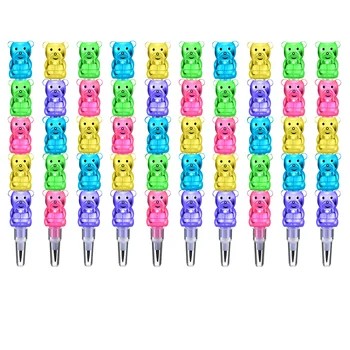 Штабелируемые карандаши в форме медведя, штабелируемые карандаши Bear Pencils Back to School Supplies, 12шт Изображение